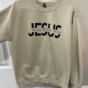 Beige Jesus Graphic Women’s Sweater